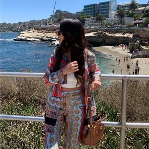 Zara print satin pants